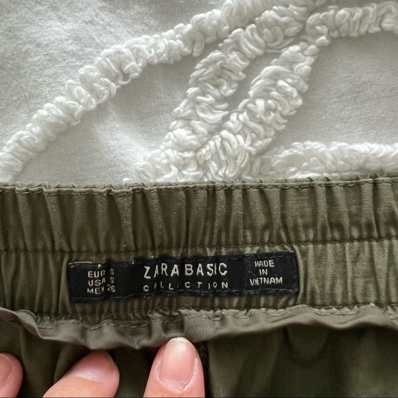 Zara Green Paperbag Tie Waist Casual Pants with Pockets Size Small - Picture 4 of 4